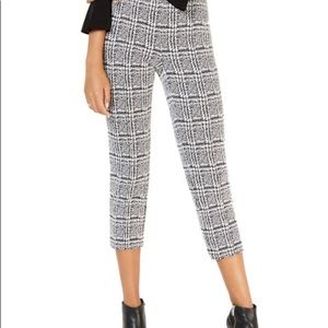 Michael Kors Black & White Plaid Cropped Pants, Size Medium Petite